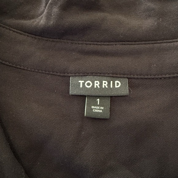 Torrid Black Twill Drawstring Button Up Short Serve Shirt Dress Size 1X Pockets - Picture 10 of 10